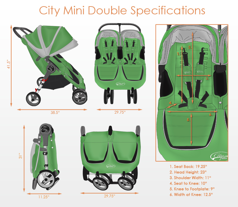 city mini gt double stroller dimensions